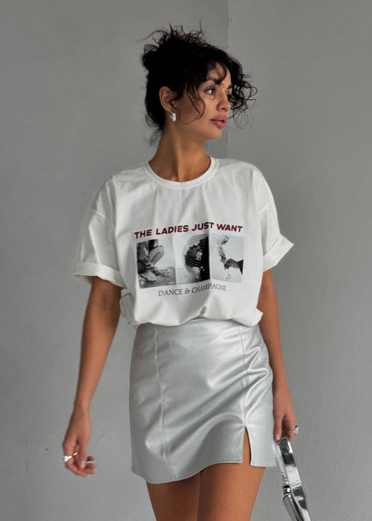Oversized Cotton T Shirt With Party Graphic