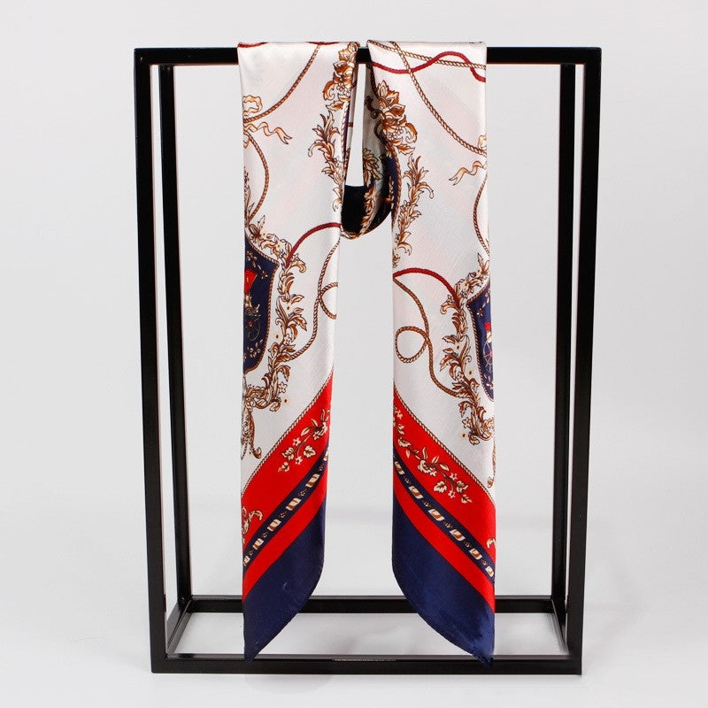 Vintage Elegant Geometric Pattern Silk Scarf