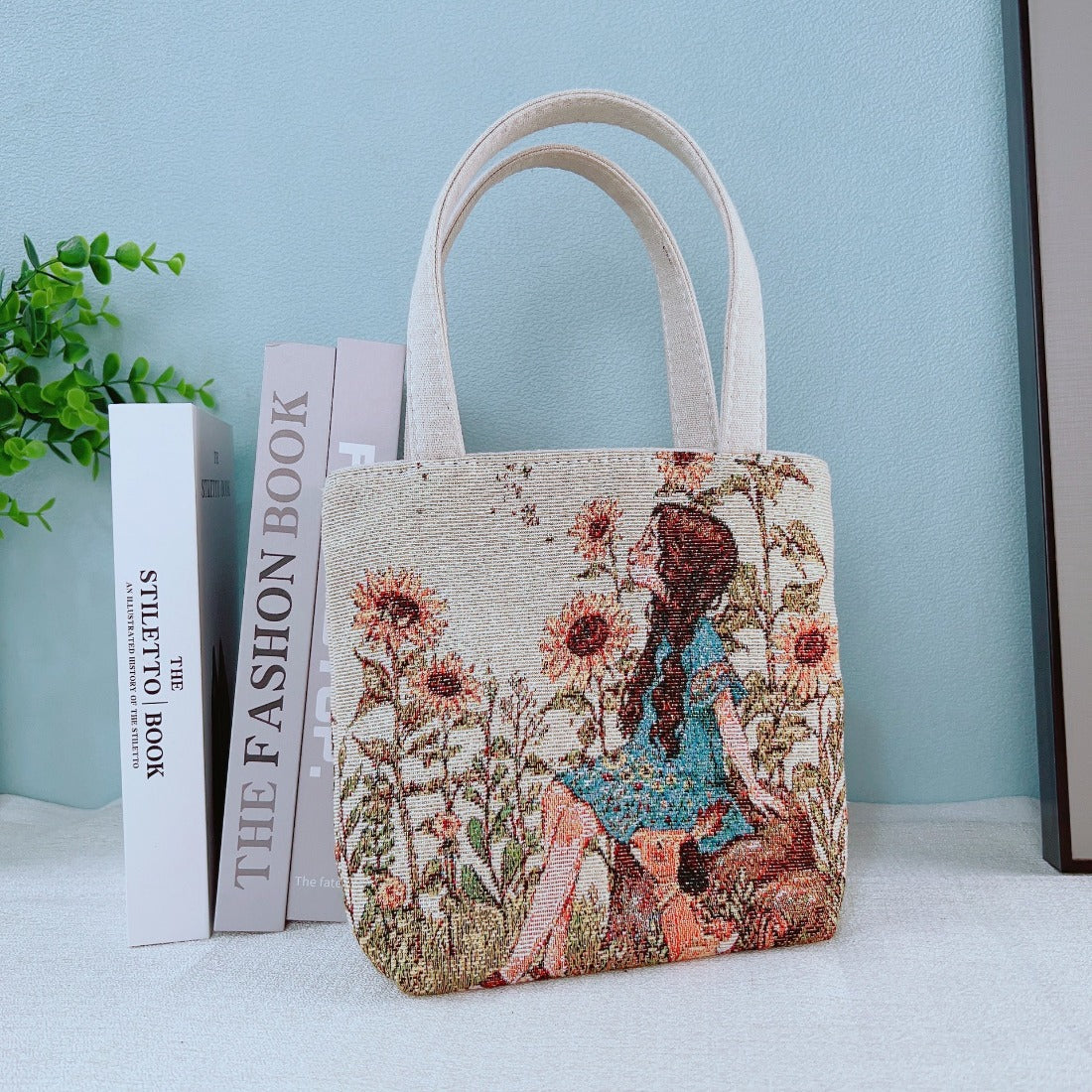 Cosbai - Embroidered Canvas Handbag