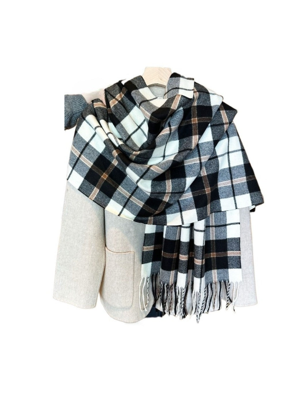 Scarvii - Chunky Plaid and Color-Blocking Winter Scarf for Women