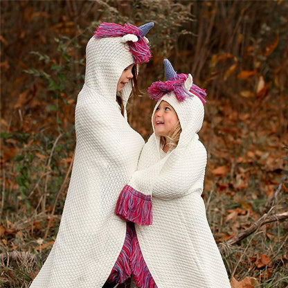 Autumn And Winter Cartoon Children Unicorn One-Piece Cap Cloak