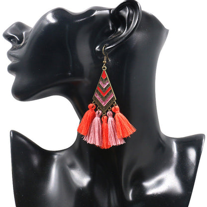 Trendy Diamond Shape Drop Oil Earrings Bohemian Style