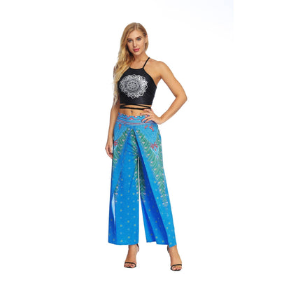 New Fashion Ethnic Digital Printing High-Waist Wide-Leg Yoga Pants
