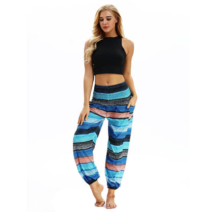 Women'S Casual Light Lantern Stripe Dance Pants Popular In Autumn Yoga Loose Pants