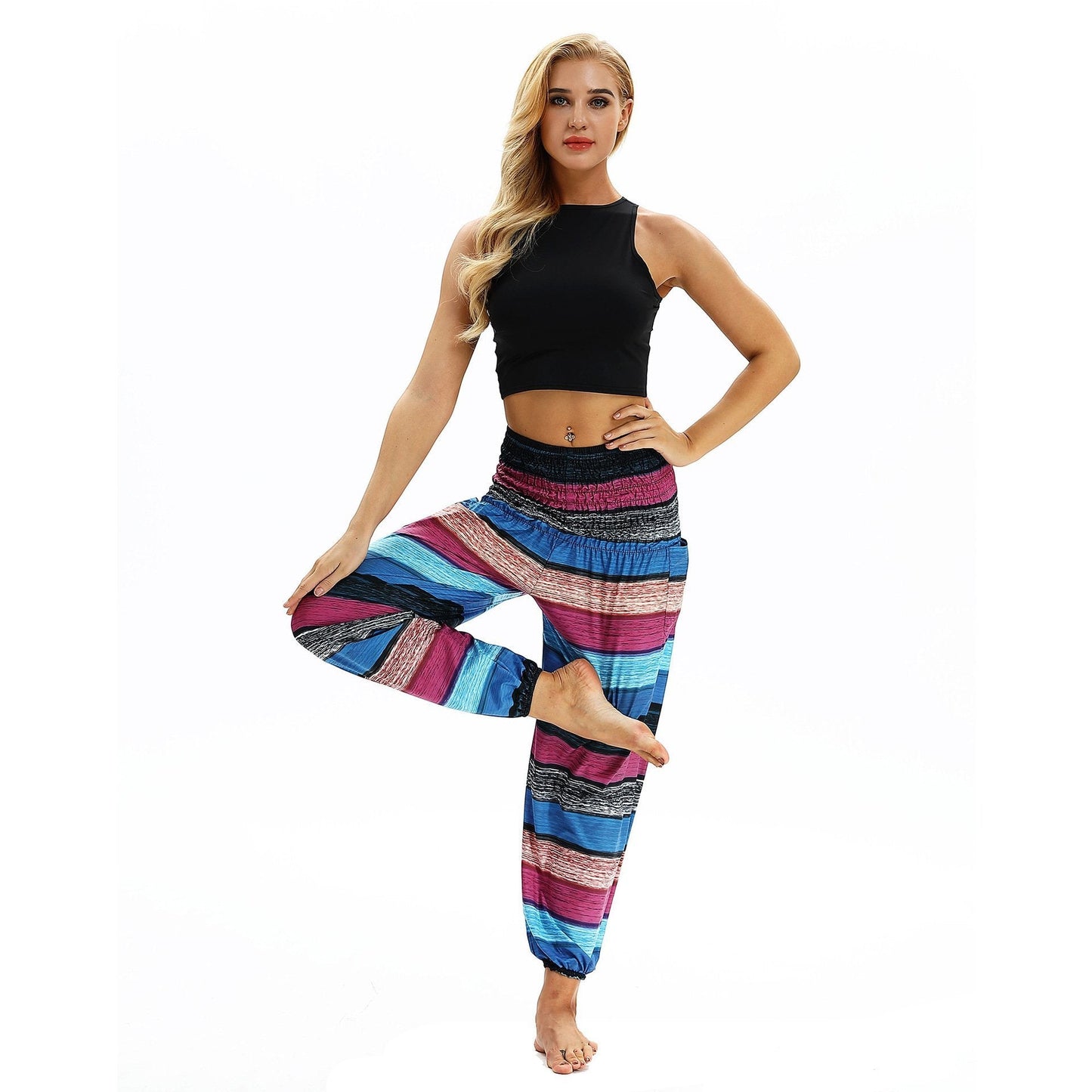 Women'S Casual Light Lantern Stripe Dance Pants Popular In Autumn Yoga Loose Pants