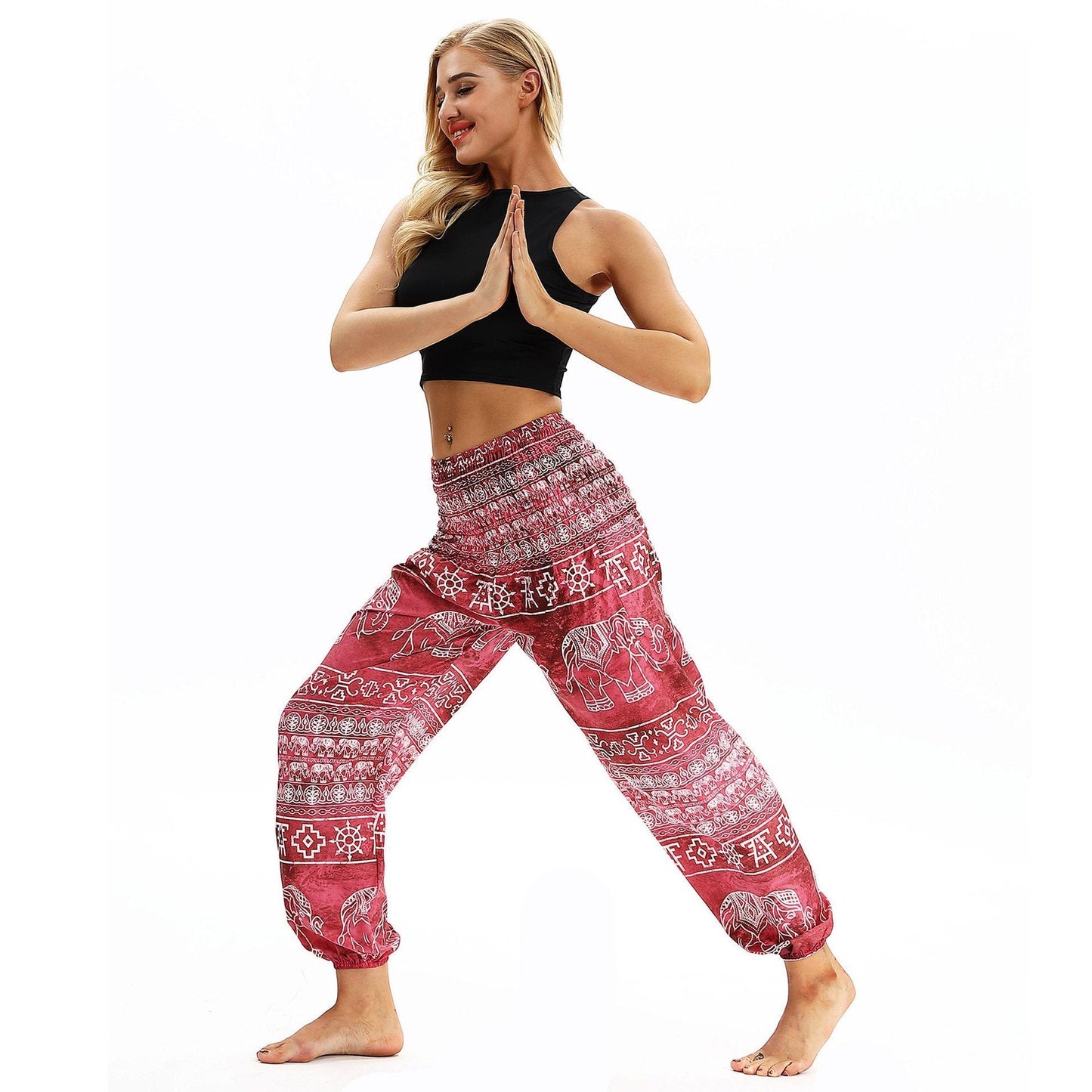 Elephant Big Pattern Digital Printing Yoga Pants Loose Women'S Sports Lantern Pants Belly Dance Casual Yoga Pants 2