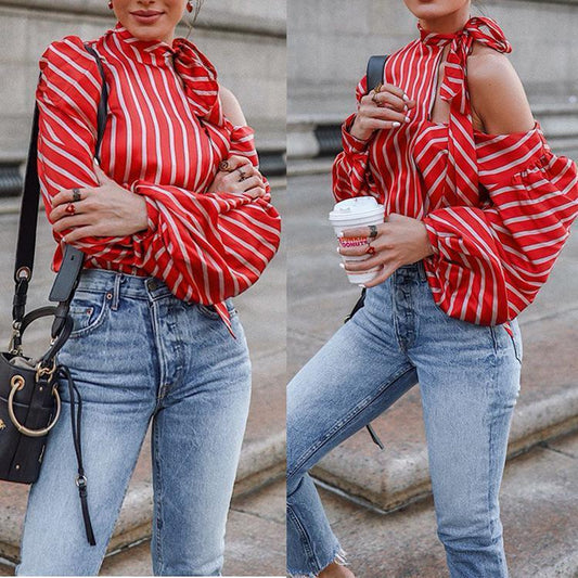 Fashion Stripe Long Sleeve T Shirt Tops