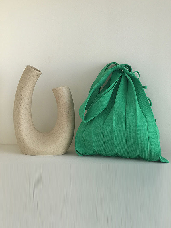 Original 6 Colors Knitting Pleated Drawstring Handbag