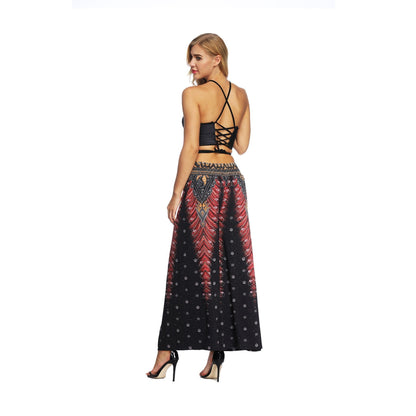 New Fashion Ethnic Digital Printing High-Waist Wide-Leg Yoga Pants