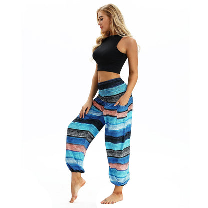 Women'S Casual Light Lantern Stripe Dance Pants Popular In Autumn Yoga Loose Pants