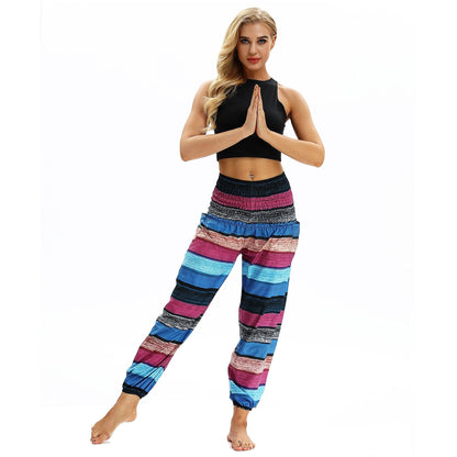 Women'S Casual Light Lantern Stripe Dance Pants Popular In Autumn Yoga Loose Pants