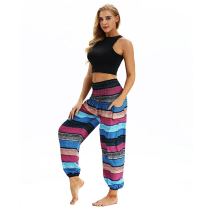 Women'S Casual Light Lantern Stripe Dance Pants Popular In Autumn Yoga Loose Pants