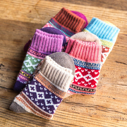 Rufia - 5 Pairs Bohemian Wool-Blend Socks Set