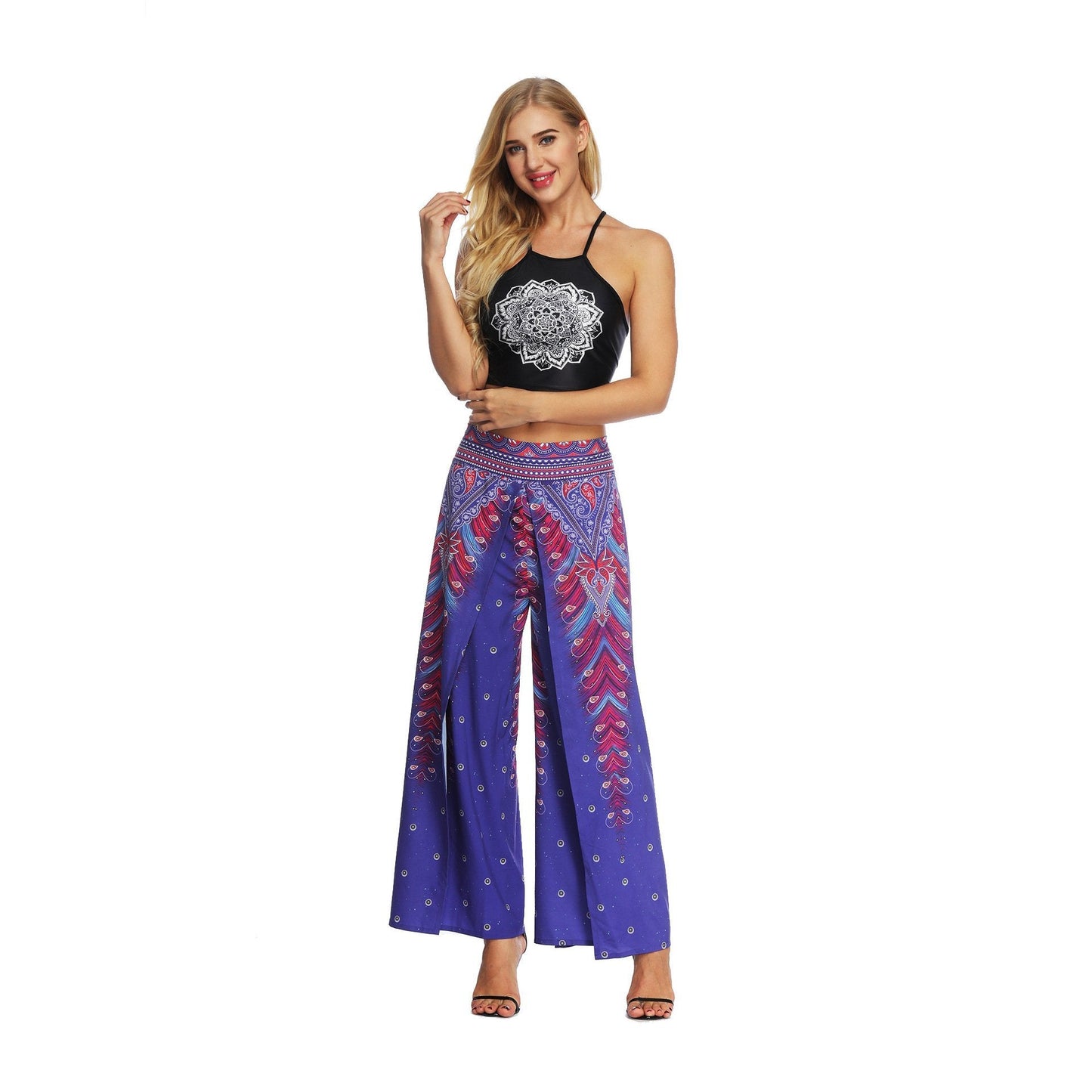 Fashion Ethnic Digital Printing High-Waist Wide-Leg Yoga Pants Leisure 3