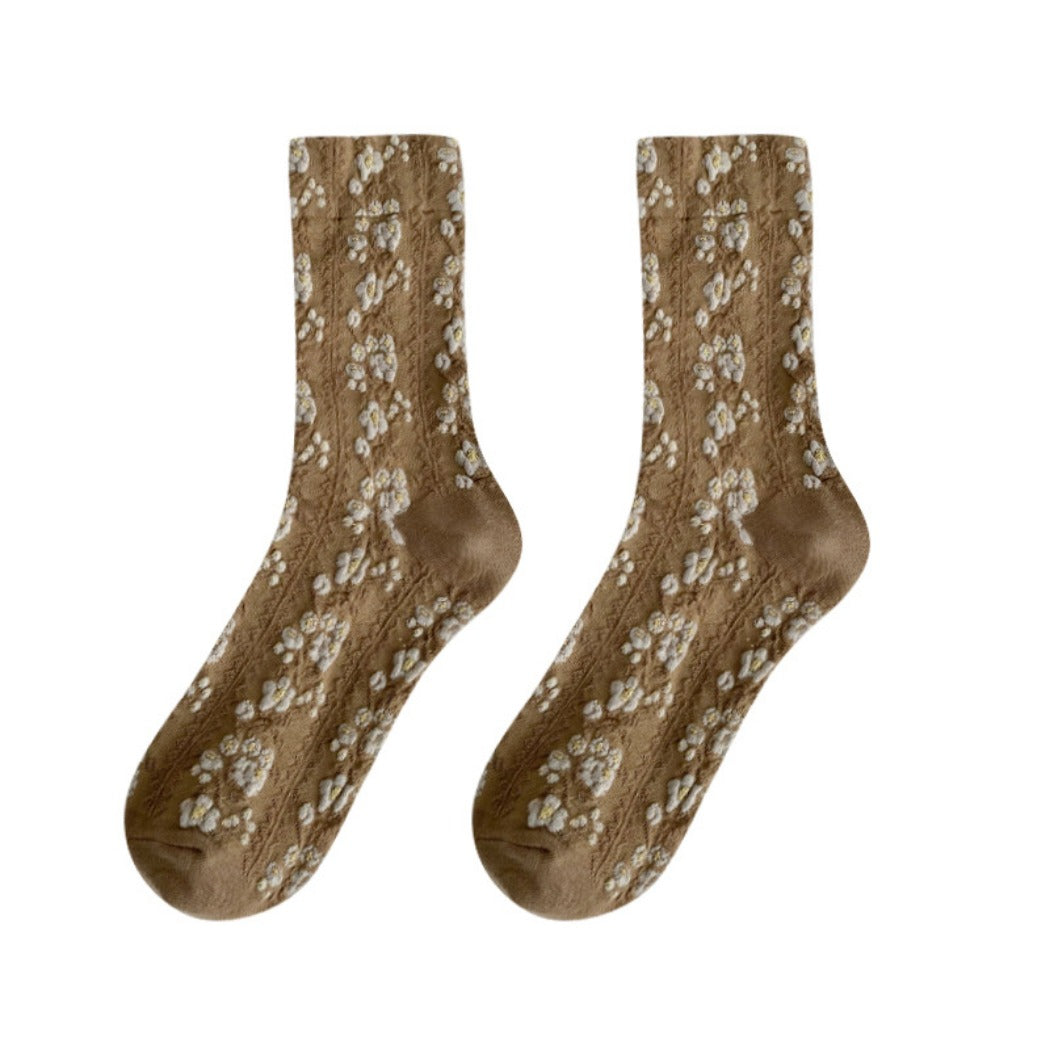 Rufia - Women's Floral Print Mid-Calf Socks - Vintage &amp; Classic