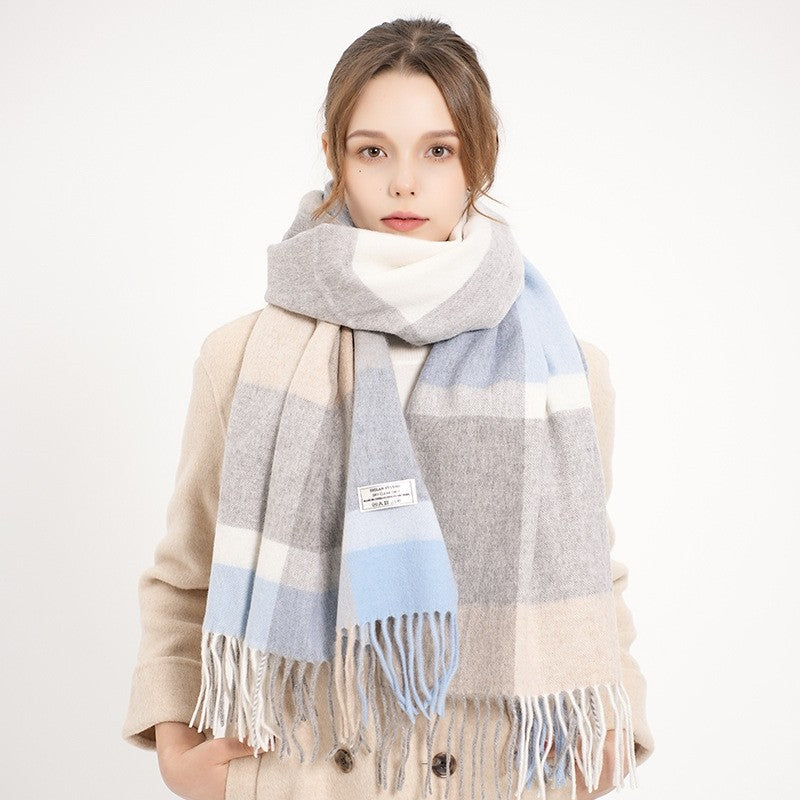 Plaid Fringe Shawl Scarf