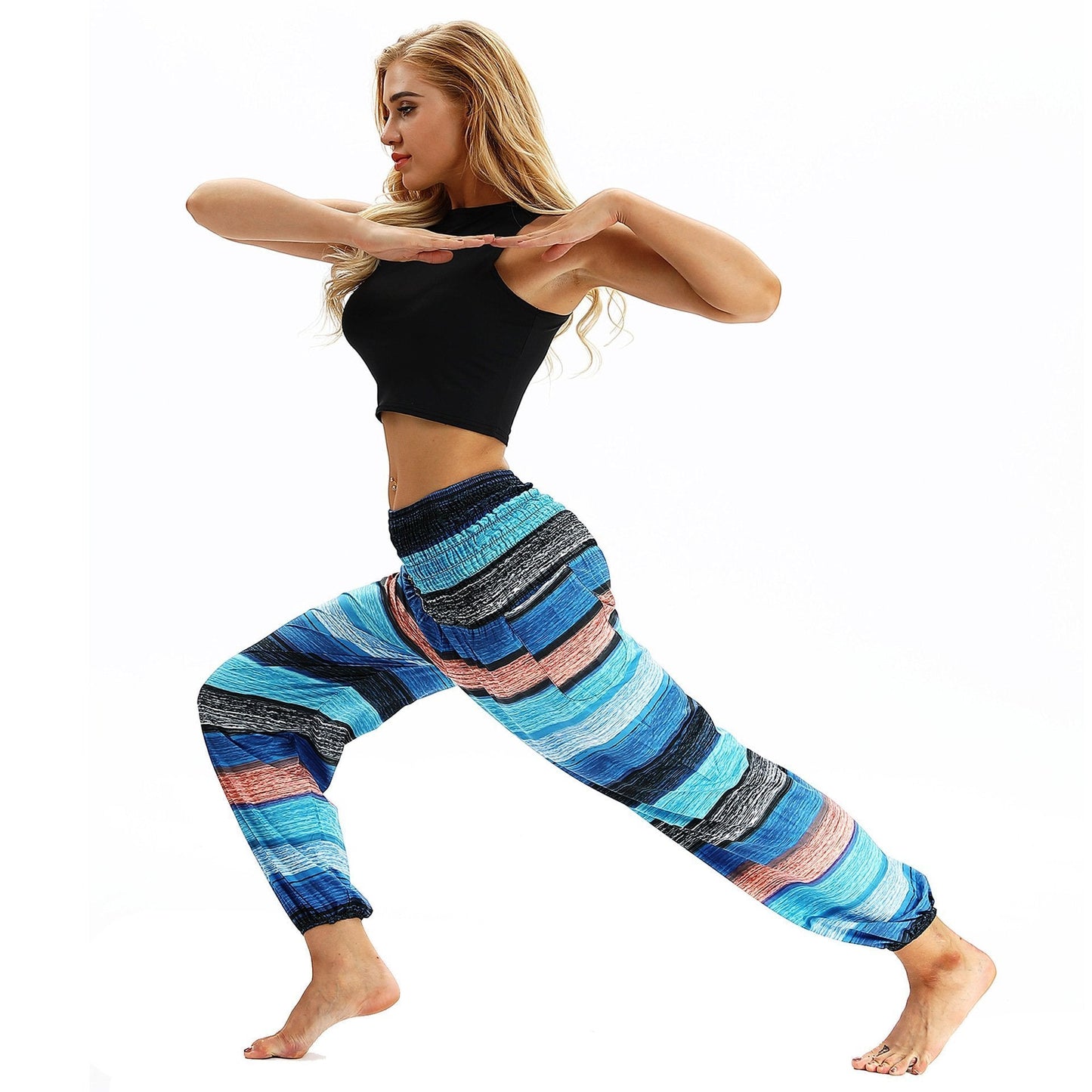 Women'S Casual Light Lantern Stripe Dance Pants Popular In Autumn Yoga Loose Pants