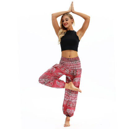 Elephant Big Pattern Digital Printing Yoga Pants Loose Women'S Sports Lantern Pants Belly Dance Casual Yoga Pants 2