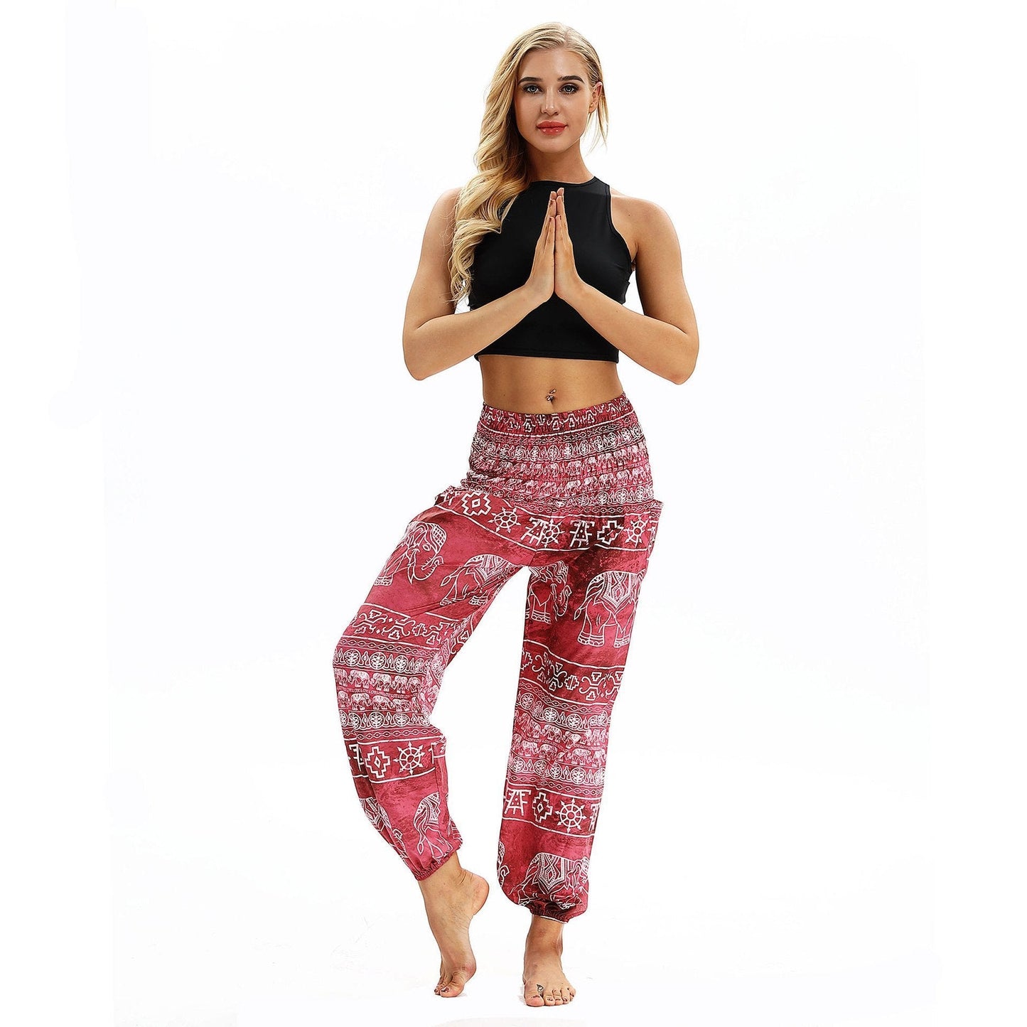 Elephant Big Pattern Digital Printing Yoga Pants Loose Women'S Sports Lantern Pants Belly Dance Casual Yoga Pants 2