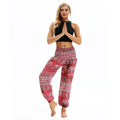 Elephant Big Pattern Digital Printing Yoga Pants Loose Women'S Sports Lantern Pants Belly Dance Casual Yoga Pants 2