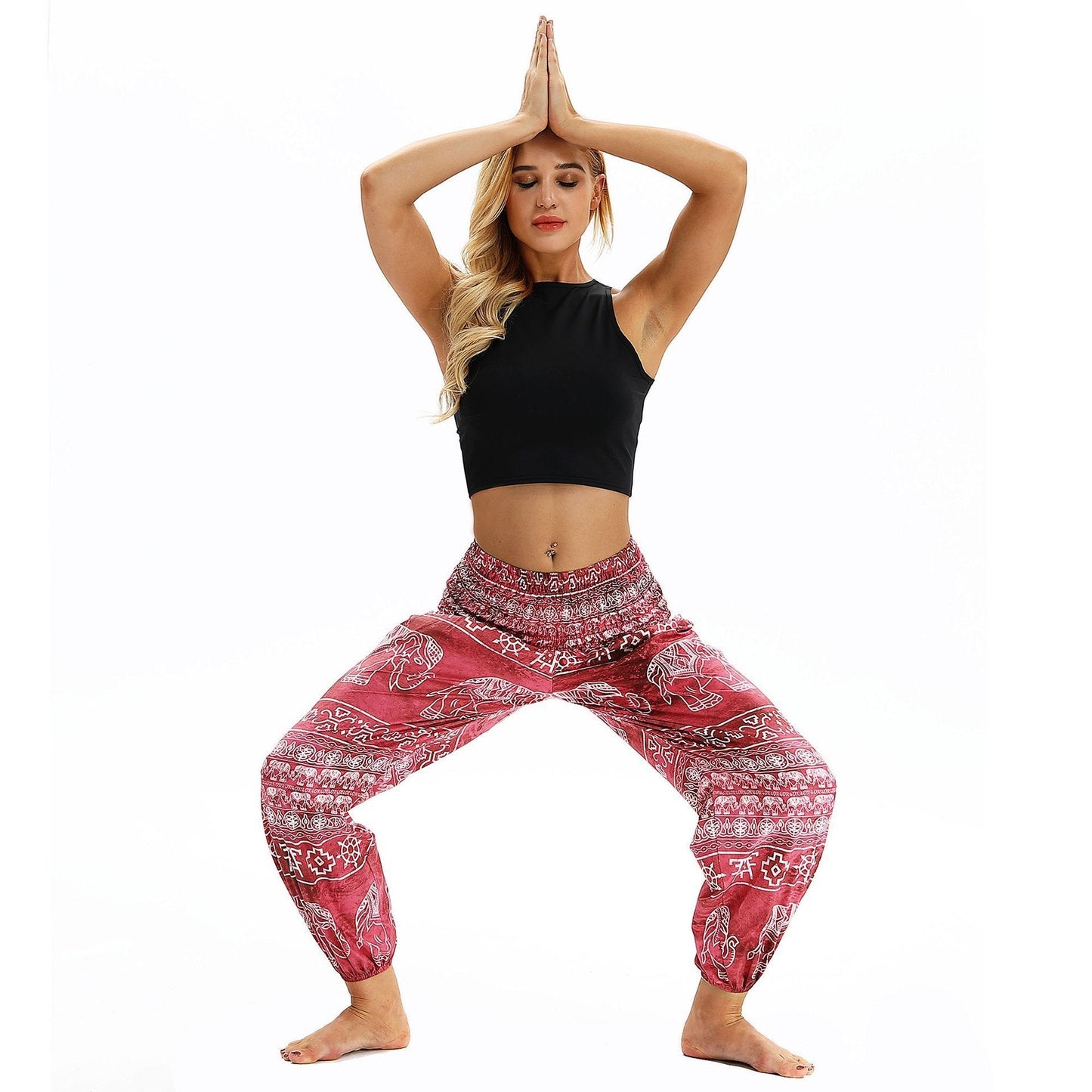 Elephant Big Pattern Digital Printing Yoga Pants Loose Women'S Sports Lantern Pants Belly Dance Casual Yoga Pants 2