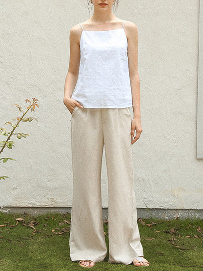 Column Loose Solid Color Casual Pants Bottoms