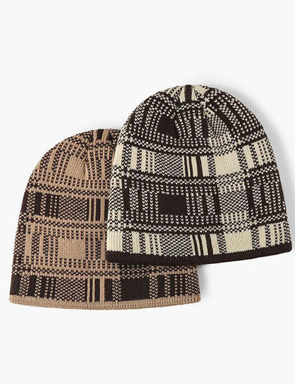 Trendy Striped Color Block Warm Knit Beanie Hat