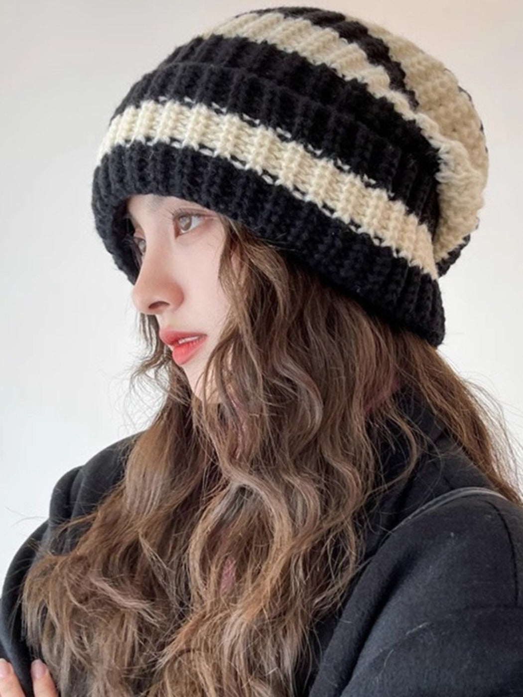 Haila - Cozy Striped Knitted Beanie for Women