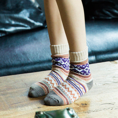 Rufia - 5 Pairs Bohemian Wool-Blend Socks Set