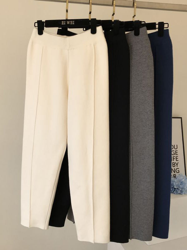 Simple Solid Color Empire Waisted Loose Pants