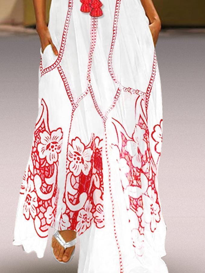 Women S Chinese Sleeveless Print Spring Summer Dress