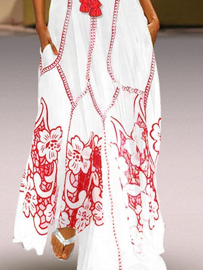Women S Chinese Sleeveless Print Spring Summer Dress