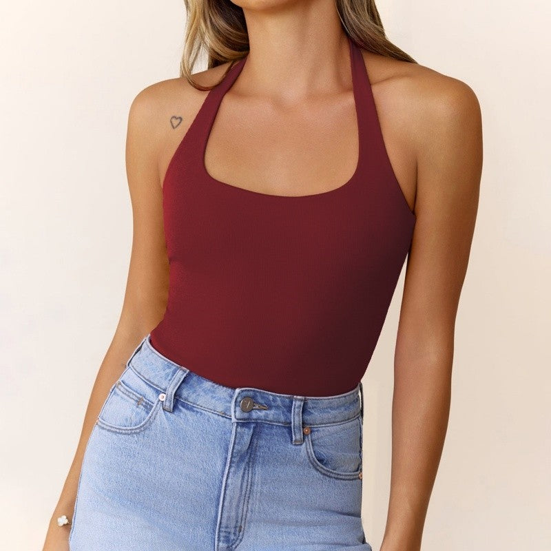 U-Neck Halter Tie Backless Tank Top