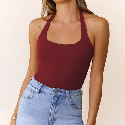 U-Neck Halter Tie Backless Tank Top