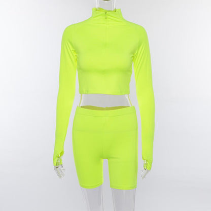 Fashion Fluorescent Color Slim Casual Yoga Sports Suit