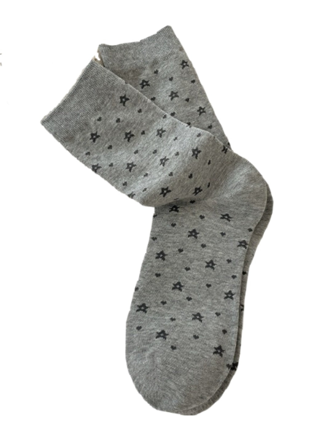Rufia - Gray Floral Bow Mid-Calf Socks for Women