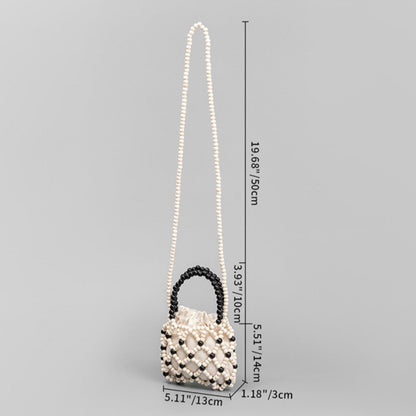 Cosbai - Color-Blocked Wooden Bead Crossbody Bag