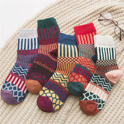 Rufia - 5 Pairs Bohemian Wool-Blend Socks Set