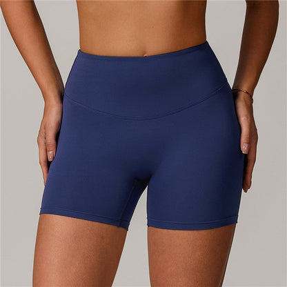 Solid Color High Waist Tummy Control Workout Shorts