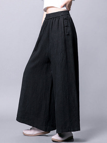 Ramie Cotton High-Waist Plus Size Loose Wide-Leg Casual Pants