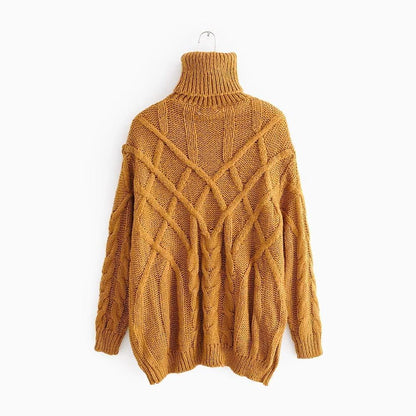 Casual Loose Turtleneck Solid Color Pullover Sweater Jumper