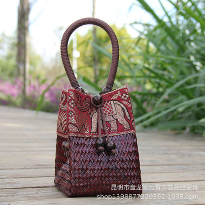 Rattan Straw Bag Straw Bag Leisure Vacation Beach Bag Retro Mini Portable Ladies Bag