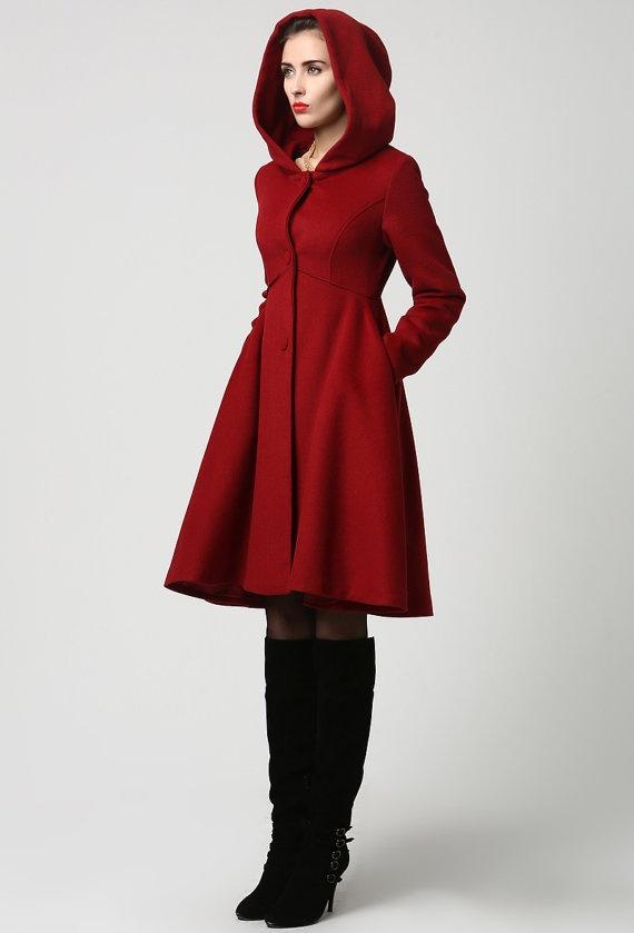 New Solid Color Hooded Long Swing Slim Slim Fashion Simple Coat