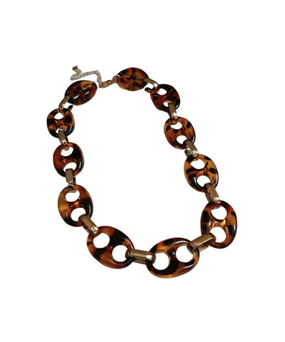 Bohemian Coffee Alloy Acrylic Hollow Out Collar Necklace