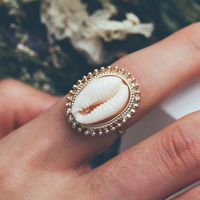 Creative Alloy Inlay Shell Opening Ring