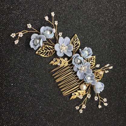 Bridal Floral Hair Accessories Forest Style Blue Flower Hairpin Wedding Hairpiece