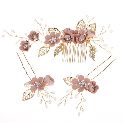 Bridal Floral Hair Combs Set in Pastel Colors