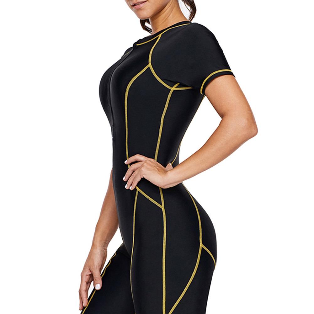 Diving Suit Short-Sleeved Zipper Sunscreen Quick-Drying Surfing One-Piece Swimsuit