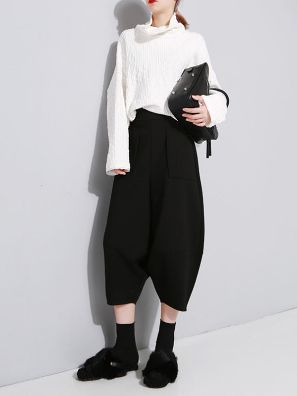 Simple Loose Solid Color Elasticity Knickerbockers