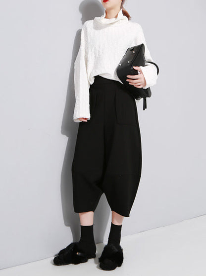 Simple Loose Solid Color Elasticity Knickerbockers